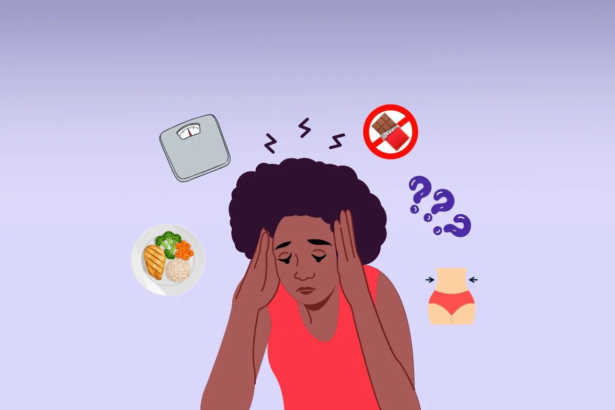 Illustration of the stress and food noise around eating